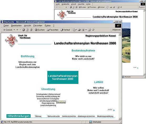 Bild 1 - Begrüßungsbildchirm (im Hinergrund) und Startseite