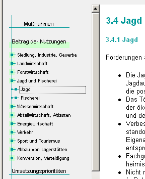 Bildschirm 3 - Unterkapitel im linken Frame